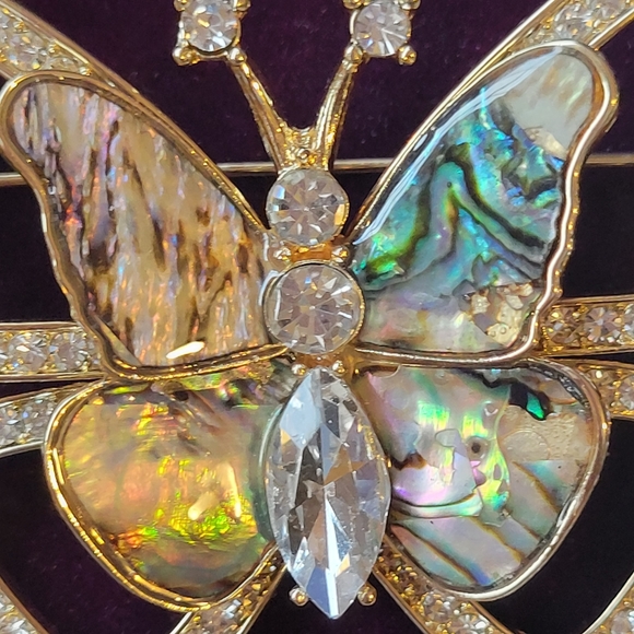 Butterfly Brooch NIB ~ Charter Club ~ Abalone & Rhinestone ~ Boho Chic! - Picture 8 of 16